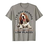 Basset Hound Dog Breed I've Got Friends in Low Places Men Women Kids T-Shirt