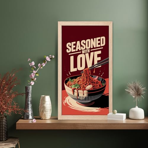 Image of NoWorries Wall art framed painting food posters for cafe decor (Synthetic wood frame) inch300 GSM premium art HD prints inch Wall painting for Home & Kitchen Decor (Pattern illustration)( Set of 1, Framed Painting) (NATURAL, ART-10, 10X19INCHES)