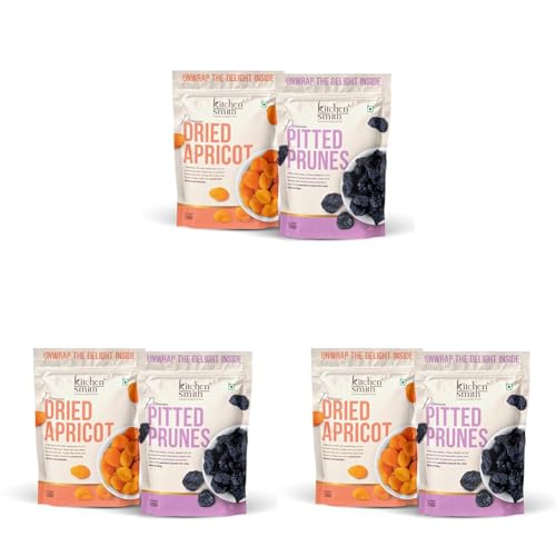 Image of KitchenSmith Premium Dried Apricot & Pitted Prunes Pack of 6 (250gm Each) | A Delicious, Nutrient-Rich Snack For Boosting Health And Energy