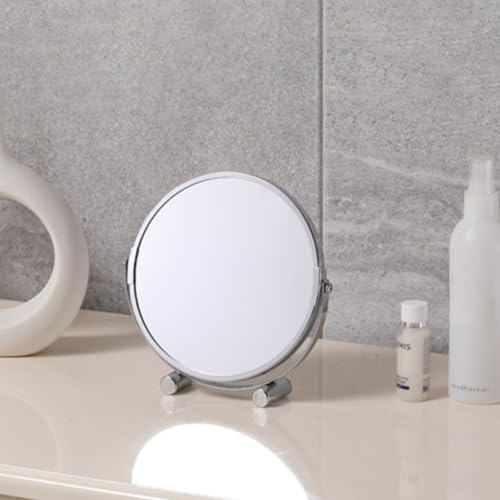 Espejo de maquillaje doble rotatorio 360° de mesa miniatura 5