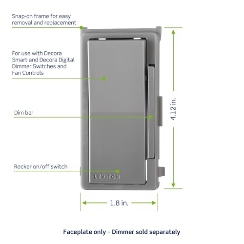 Image of Leviton Color Change Faceplate Only - Compatible with Decora Smart and Decora Digital Switches (Switch Not Included), DDKIT-SG, Gray
