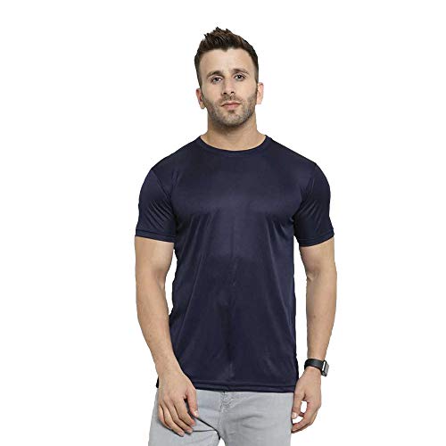 Image of TQH Men Dri Fit Polyester Half Sleeve Round Neck Multicolor t Shirts - Combo Set of 2
