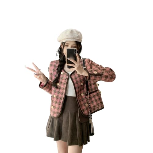 Vestes courtes en tweed femme manteaux laine mélangée printemps coréen