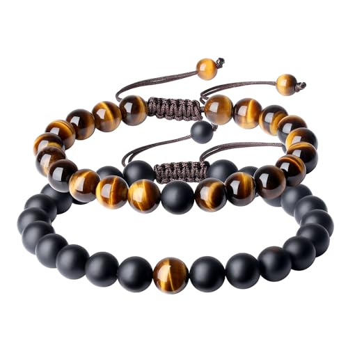 Bracelet couple pierres véritables COAI cordon ajustable sans allergie