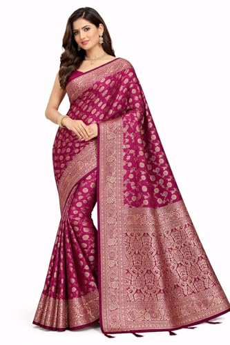 Wine Embellished Weaving With Golden Zari Work Art Silk Festive Wear Saree