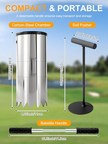 Yozlro Portable Golf Hole Cutter Detachable Non-Slip Handle, 4Inch & 6Inch USGA Standard - image 2