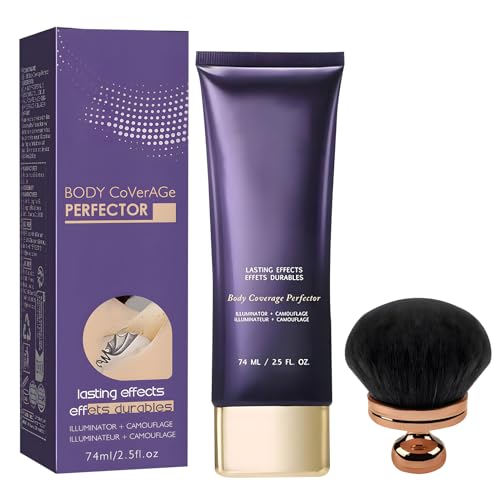 Maquillaje Corporal Cobertura Total | Maquillaje para Piernas Cobertura Perfecta con Brocha - Base Duradera para Playa, Natación, Bodas y Fotos