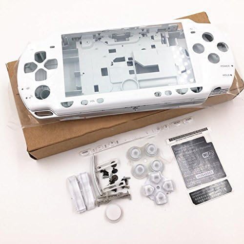 Pour PSP 2000 2001 2002 2003 2004 Console Coque de Protection Complète avec Bouton (Blanc)