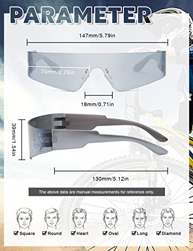 MASDUN Trendy Rimless Futuristic Wrap Around Sunglasses Women Men,Cyberpunk Visor Shades Fashion Sun Glasses (3 Pack)4