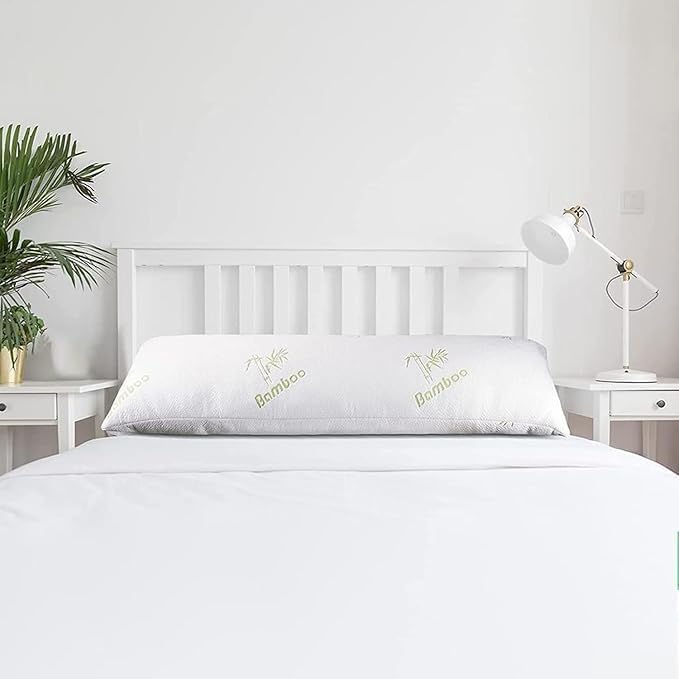 PLUSH Full Body Pillow for Sleeping, Pregnancy. Crafted from Durable Materials, Hypoallergenic Breathable Bamboo Pillow Case, Great for Side Sleepers, Long Pillow for a Full Body Cuddle