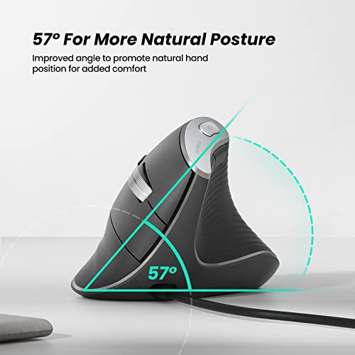 Nulea Wired Vertical Mouse, Usb Ergonomic Optical Mouse With 4 Adjustable Dpi, 11 Rgb Backlight Modes, Compatible For Laptop, Pc, Desktop, Mac, Grey #TOP2