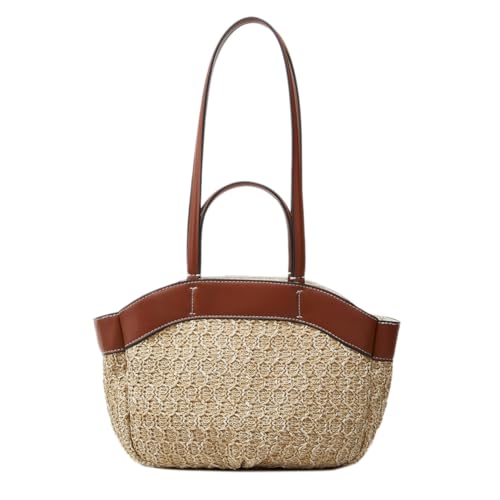 Women's Straw Tote Handbag Large Woven Shoulder Bag Summer Beach Purse with Zipper