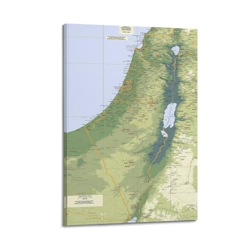 Carte d'Israël poster décoratif sur toile HAYZE de format 40 x 60 cm pour salon