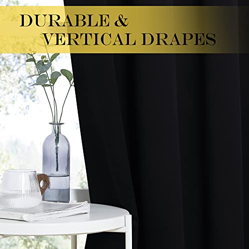 NICETOWN Blackout Curtain Panel 90" Long for Living Room - Light Reducing Thermal Insulated Solid Grommet Blackout Curtain Window Curtain Drape for Hall/Villa (1 Panel, W66 x L90, Black)