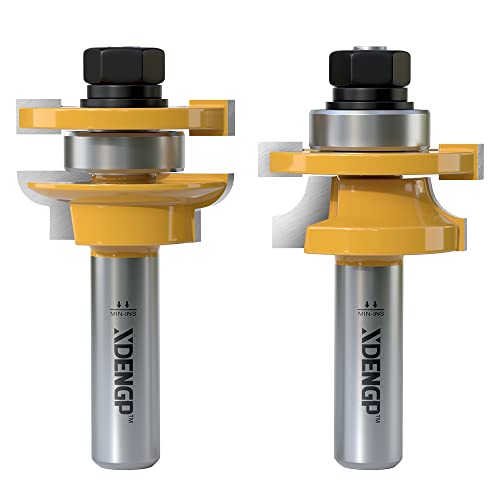 Image of 2PCS Round Over Style Rail and Stile Router Bits Set 1 /2 Inch Shank, 3 /8 Inch Cutting Depth, Up to 1 Inch Stock, Kitchen Cabinet Door Frame Shaper Cutters Raise Panel Making Router Bit Set