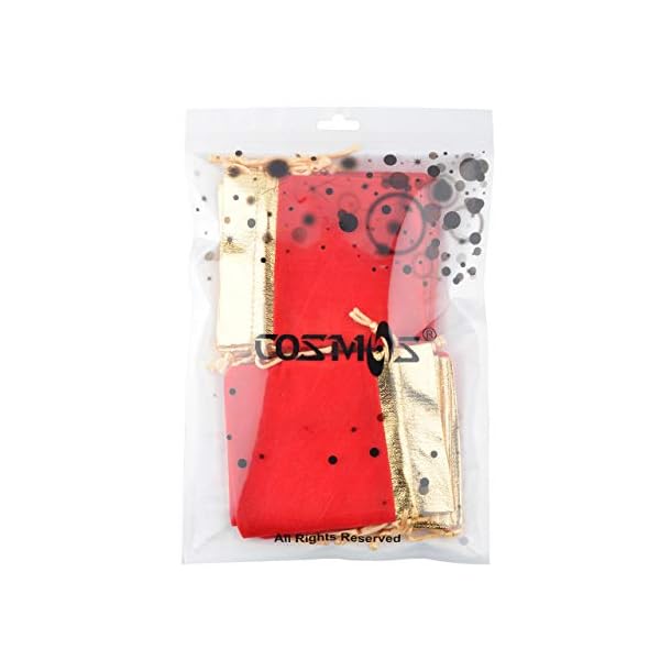 COSMOS Pack of 12 Golden Tone Color Trim Party Wedding Favor Velvet Cloth Drawstring Gift Bag Jewelry Pouch, 4 x 4 Inches - Image 5
