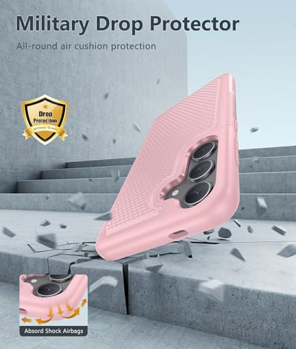 Image of FNTCASE for Samsung Galaxy S24 Case: Dual Layer Heavy Duty Cell Phone Protective Cover Shockproof Rugged with Non-Slip Textured - Military Drop Protection Bumper Tough - 2024, 6.2inch Sakura Pink