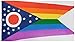 Ohio Rainbow Pride LGBTQ Premium 100D Woven Flag Banner 3x5