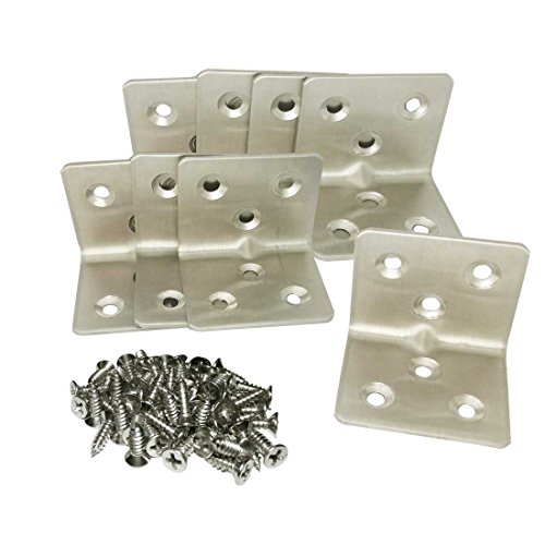 Smbbit Stainless Steel Shelf Support Corner Brace Angle Bracket Angle Code Right Angle 6 Hole, 38mm x30mm x1.3mm(Thick) (8Pack)