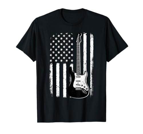 Guitar American Flag Guitarist USA Patriotic Electric Guitar T-Shirt