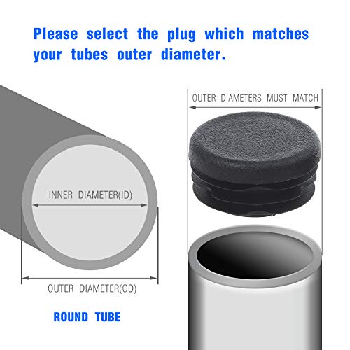 Image of 12-Pack 1-1 /4 Inch Round Plastic End Caps for Chair Legs