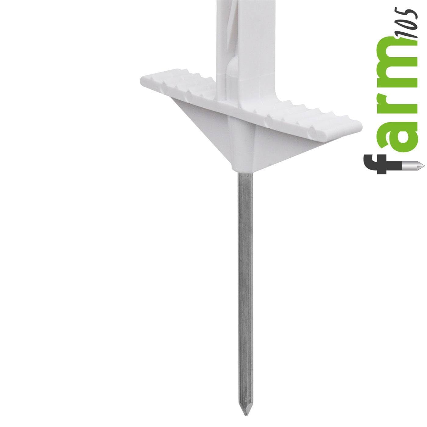 VOSS.farming Weidezaunpfähle 105cm, Zaunpfosten, 8 Ösen, verzinkter Stahlnagel, weiß