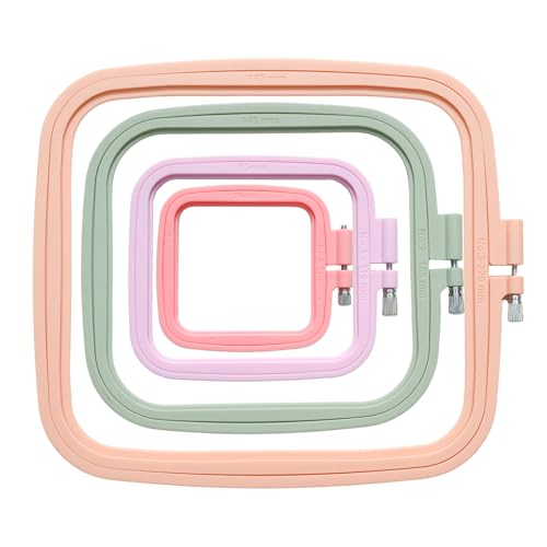 WINDAWNKE 3 Pack Square Embroidery Hoops ABS Plastic Cross Stitch Hoop for Sewing Needlework Embroidery Projects (3 4.3 6.5)
