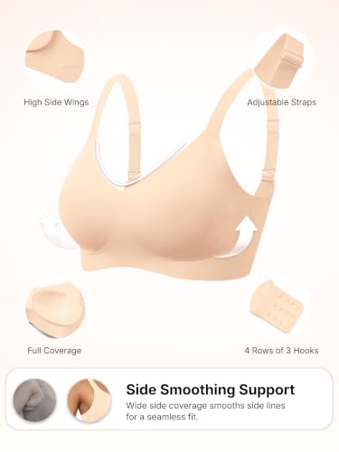 COCOMARTS Jelly Bras for Women No Underwire Seamless Push Up Bra,Skin,L - image 5