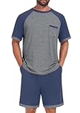 NUOKESASI Mens Pajamas Set Lightweight Summer Pjs Sleepwear Quick Dry Soft Comfy Short Sleeve Loungewear...