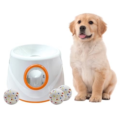 Quxxuol 犬ボールランチャー おもちゃ 自動投げ投球機 犬おもちゃボール自動 投球機 充電式 3段階発射距離調整 敏捷性を鍛える スペースを節約 知育玩具 屋内 屋外用 (オレンジ色)