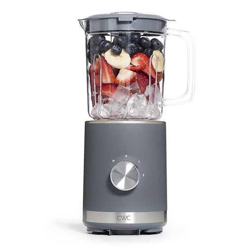 COOK WITH COLOR 300 Watt Blender: Powerful 2-Speed Control with Pulse, 4-Tip Stainless Steel Blades, 25oz (750ml) Jar, and Skid-Resistant Feet, Grey