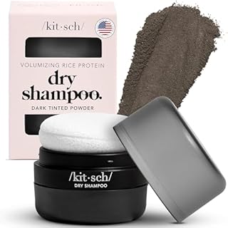 Kitsch Dry Shampoo Powder for Women & Men Dry Shampoo for Dark Hair w/Rice Protein - Unscented, Volumizing, No White Cast, Non Toxic, Non Aerosol, Organic, Travel Size | Ideal Gifts for Women - 8g