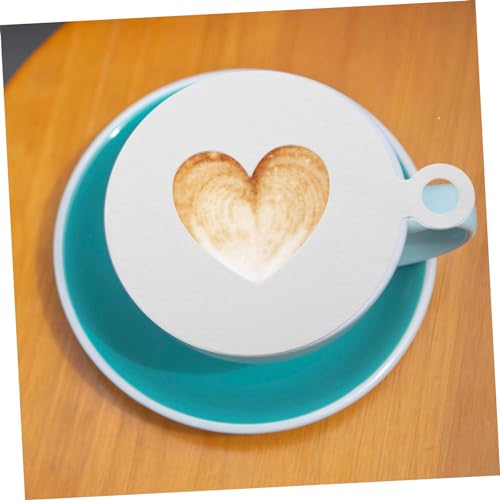 HEALEEP Heart Shape Coffee Decorating Stencils Food Grade Stainless Steel Coffee Art Templates for Latte Cappuccino Mousse Cake Cupcake Decoration Reusable and Easy to Clean