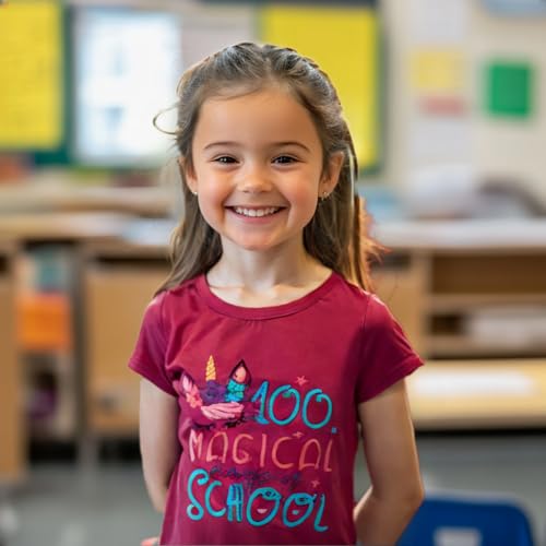 Image of 100 Days of School Shirt Girls and Kids Unicorn Heart Shirt