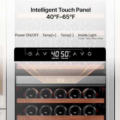 Image of Ca'Lefort 24 Inch Wine Fridge Set, 310 Bottle Capacity Dual Zone Wine Cooler Refrigerator, Built-in Glass Door Wine Fridge with Adjustable Shelves & 3 LED Lighting for Home Bar Kitchen (Two 24 inch Units)