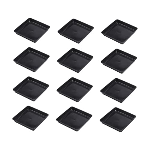 Yardwe 12Pcs Flower Pot Tray Plastic Plants Square Planter Plastic Planters Black Serving Plant Water Plant Saucer Flowerpot Water Plates Gardening Water Trays Ground Flowerpot Trays Ufo #TOP11