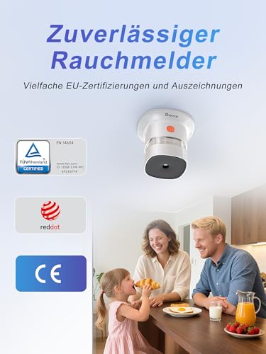 Heiman Mini Rauchmelder 5er Set – Red Dot Design Award, 10 Jahre Batterielaufzeit, EN14604, TÜV,...