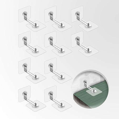 Adhesive Furniture Wall Anchors, Anti Tip Furniture Anchors No Drill, Furniture Straps Kit for Baby Proofing - Secure Cabinet Bookcase Dresser Shelf Wall, No Screw (10 Pairs)