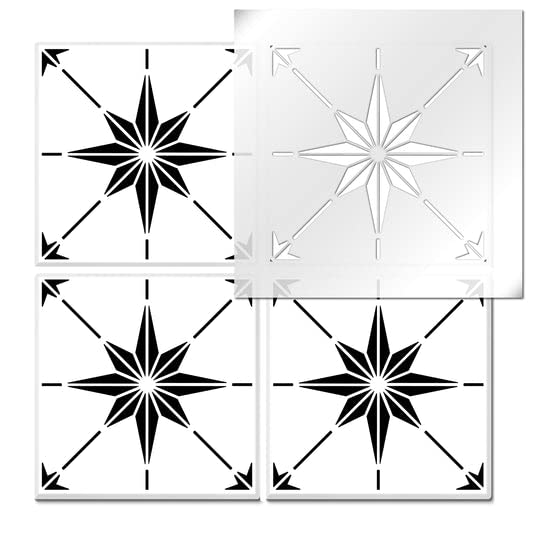 The Stencil Studio Stow Star Tile Stencil - Floor, Wall or Patio. Just add Paint! Ideal for Tile Makeovers 1 Layer - Single Tile (11041) to fit 6 inch Tiles (15.2cm)