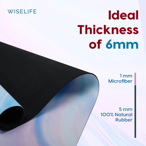 Image of WiseLife PU Natural Rubber Yoga Mat | XL & Extra Wide | Anti-Skid & Slip-Resistant | with Carry Strap - Perfect for Yoga & Workouts (Abstract-Marble)