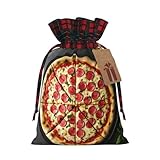 Bolsas reutilizables grandes con estampado de pizza, con cordón, celebraciones, vacaciones, cumpleaños, fiestas, regalos