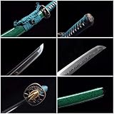 Yongli Sword Handmade Japanese Dragonfly Wakizashi Folded Damascus Steel Samurai Short Sword Katana (Groove)