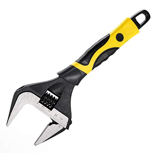 GETUPOWER 10-Inch Adjustable Wrench, Black Oxide Finish, Wide Opening Ultra-thin Adjustable Wrench, Chrome Vanadium Alloy Adjustable Spanner and Pipe forceps