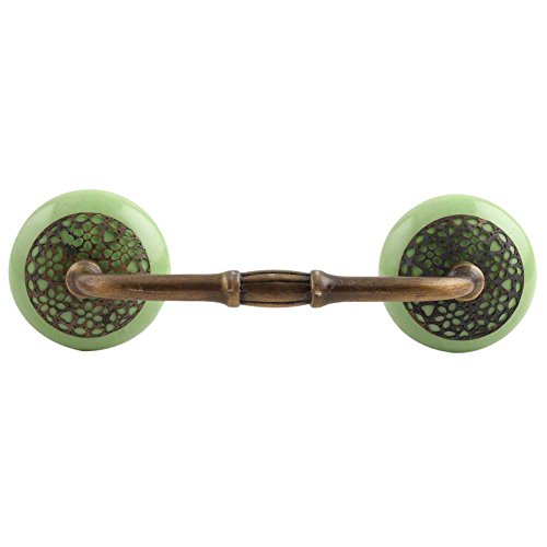 IndianShelf 1 Pack Ceramic Door Handles for Cabinets and Drawers Green Dresser Pulls for Door Antique Hardware 8