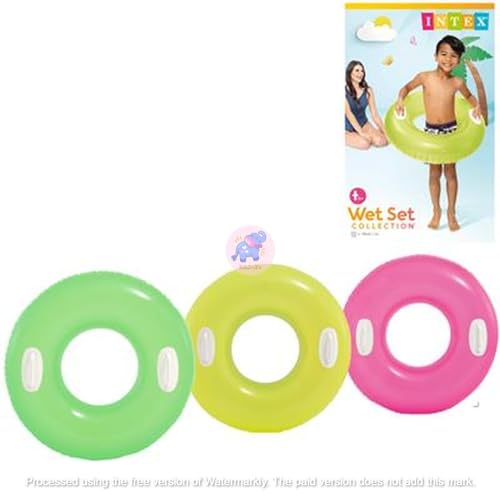 Image of Hi-Gloss Inflatable Swimming Ring with Handles | Durable Pool Floater Tube for Kids & Adults | Large Blow-Up Swim Circle Float for Summer Fun| Comfortable Water Lounge- Pack of 1
