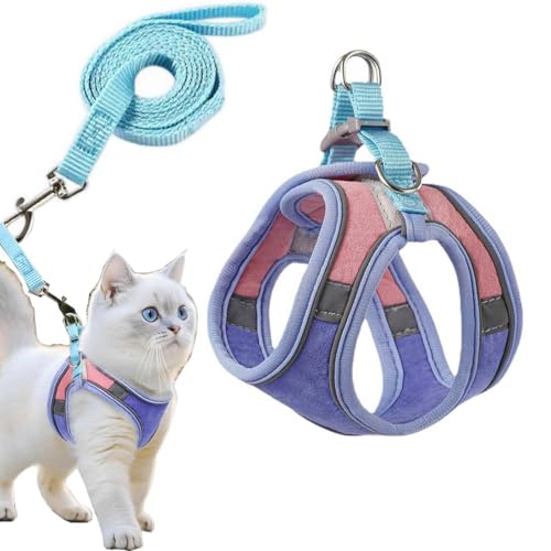 Coleira Peitoral Com Guia para Gatos Cães Cachorros Pequenos e Mé...