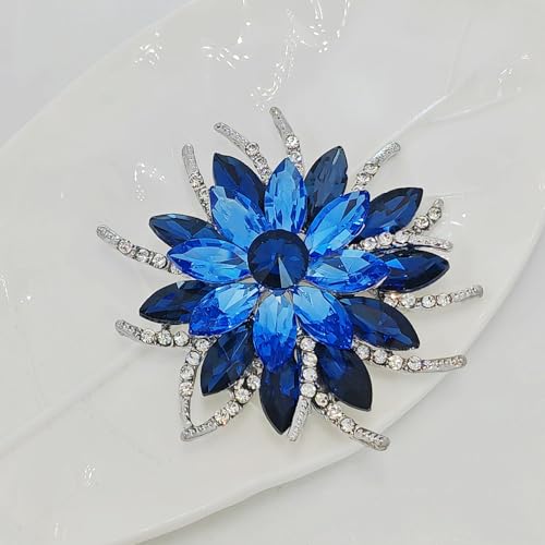 Broche fleur bleue en cristaux marquise d'une brillance d'exception - 5
