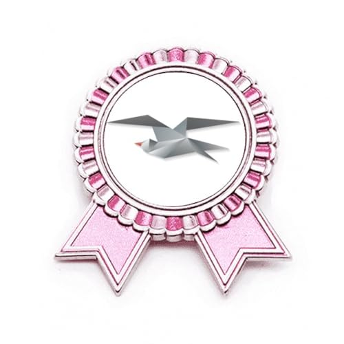 Broche corbeau géométrique rose en métal au design origami chic