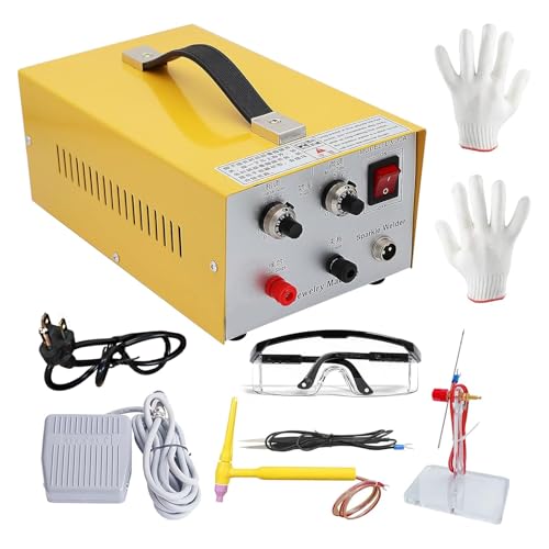 Mlijzard Jewelry Spot Welder,30A Electric Spot Welder,Professional Pulse Welding Machine for Gold,K Gold,Silver,Platinum and High-Grade Steel,Adjustable,Portable (Yellow)