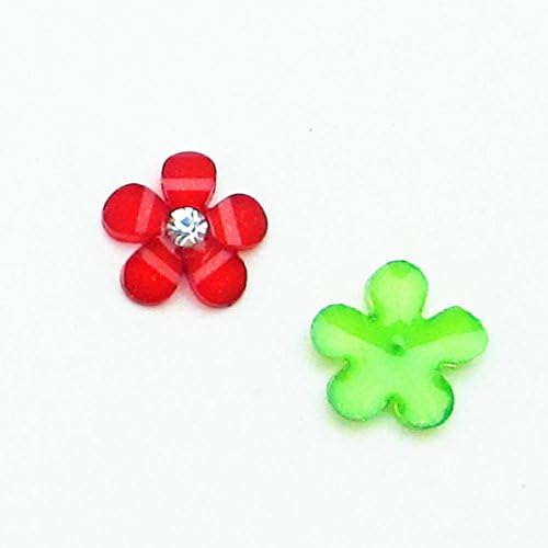 Dandan DIY 80pcs 10mm(0.4'') Mini Resin Flowers with Shiny Rhinestone Flatback Resin Buttons Resin Flatback Craft Flowers Phonecover Cards Craft Scrapbooking